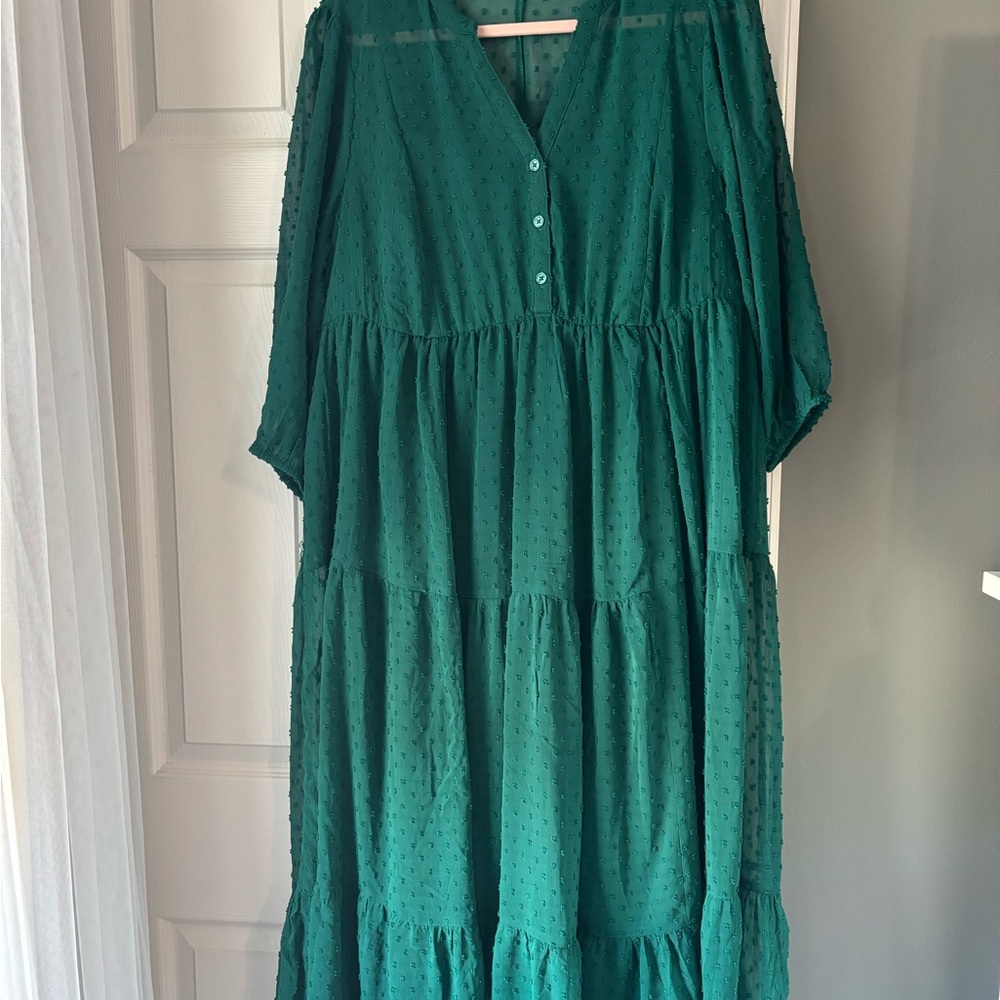 Torrid Green Tiered Ruffled Sundress with Dolman Sleeves